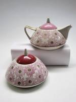 Чайник заварочный и сахарница Рига СССР Сакта розовый узор