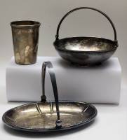 Конфетницы с ручками 2 шт и Стопка Мельхиор винтаж (3 предмета)