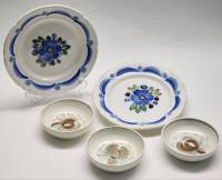 Тарелки десертные 2 шт и розетки - блюдца 3 шт ЗиК Конаково ручная роспись СССР винтаж