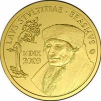(05) Монета Бельгия 2009 год 50 евро "Эразм Роттердамский"  Золото Au 999  PROOF