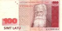 () Банкнота Латвия 1994 год 100 лат "Кришьянис Барон"   UNC