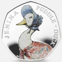 (№2016) Монета Великобритания 2016 год 50 Pence (Джемайма Лужа - Утки - Серебро)