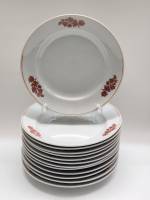 Тарелки десертные 12 шт Пролетарий СССР фарфор рисунок - бардовые веточки