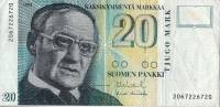 (1993) Банкнота Финляндия 1993 год 20 марок "Вяйнё Линна" Vanhala - Koivikko  UNC