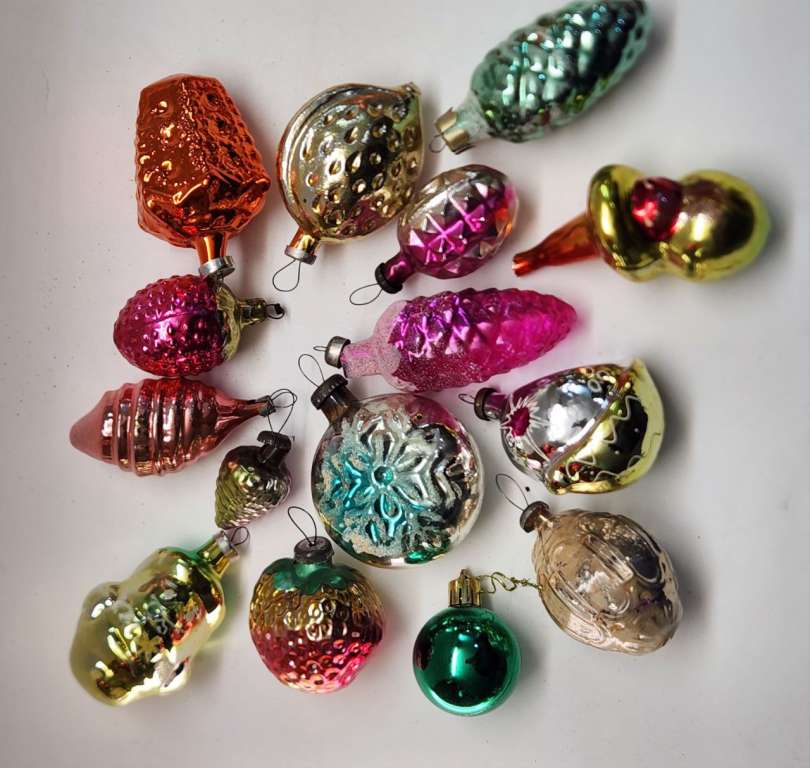 Елочные игрушки СССР 21 штука стекло