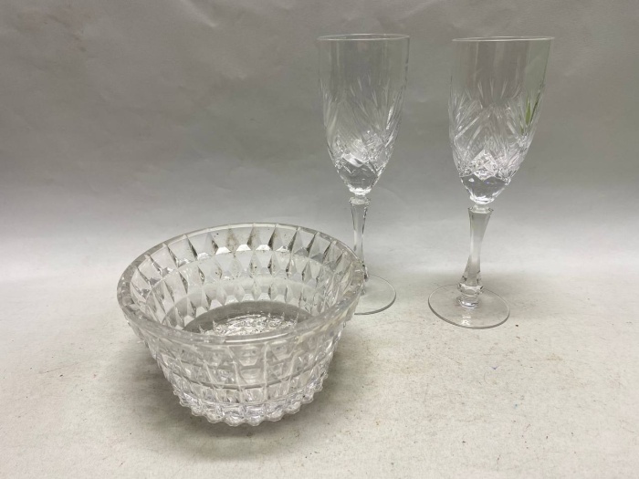 Салатник и 2 фужера хрусталь