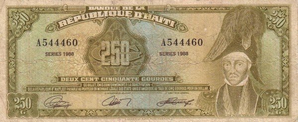  Банкнота Гаити 1988 год 250     UNC