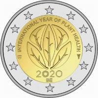 (024) Монета Бельгия 2020 год 2 евро "Международный год охраны растений"  Биметалл  UNC