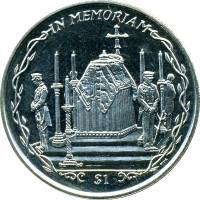(2002) Монета Британские Виргинские острова 2002 год 1 доллар "In Memoriam"  Медь-Никель  PROOF