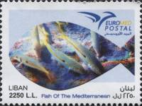 (№2016-1600) Марка Ливан 2016 год "Евромед почтовой рыбы Средиземного", Гашеная