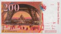 Bruneel Bonnardin Barroux Банкнота Франция 1996 год 200 франков Гюстав Эйфель   UNC