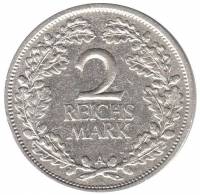 (1926a) Монета Германия Веймарская республика 1926 год 2 марки   Ветки дуба  VF