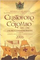 (003) Монета Сан-Марино 2006 год 2 евро "Христофор Колумб"  Биметалл  Буклет