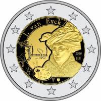 (025) Монета Бельгия 2020 год 2 евро "Ян ван Эйк"  Биметалл  UNC