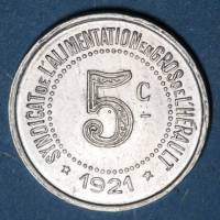 (№1921) Монета Франция 1921 год 5 Centimes (Питание)