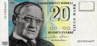 (1993) Банкнота Финляндия 1993 год 20 марок "Вяйнё Линна" Holkeri - Heinonen  UNC