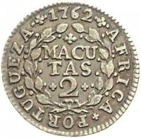 (№1762km13) Монета Ангола 1762 год 2 Macutas