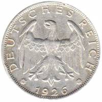 (1926a) Монета Германия Веймарская республика 1926 год 1 марка   Ветки дуба  AU