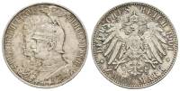 1901 Монета Германия (Пруссия) 2 марки Династия Гогенцоллернов 200 лет  Серебро Ag 900  XF