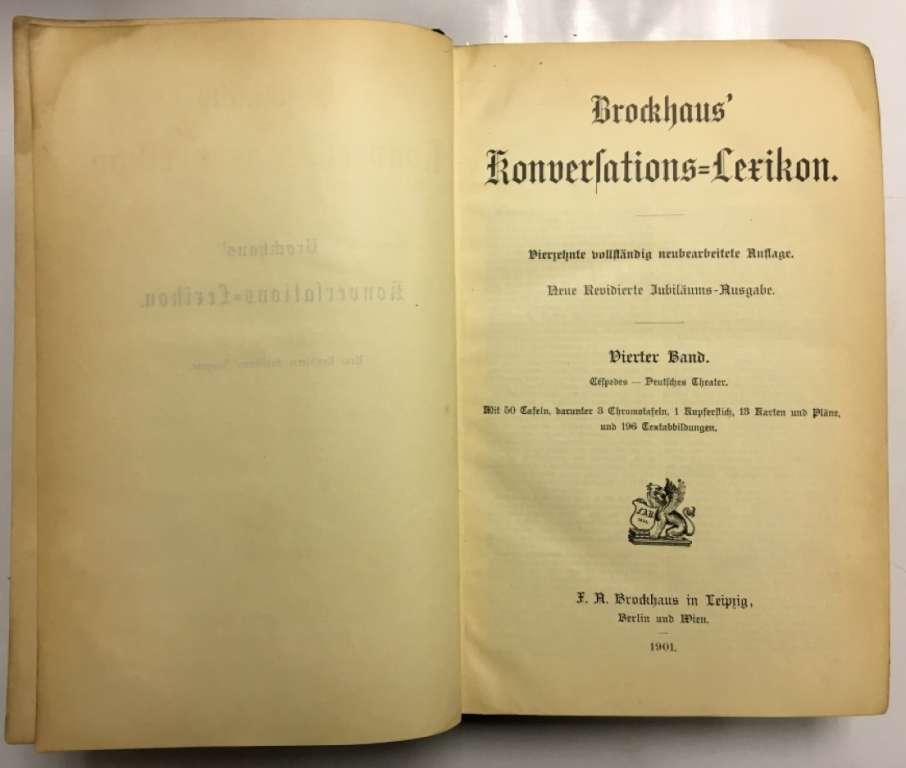 Книга &quot;Konversations-Lexikon&quot; 1901 Brockhaus' Берлин Твёрдая обл. 1 058 с. С цв илл