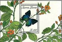 (№1989-109) Блок марок Сьерра-Леоне 1989 год "Bluespotted Charaxes Charaxes киферон", Гашеный