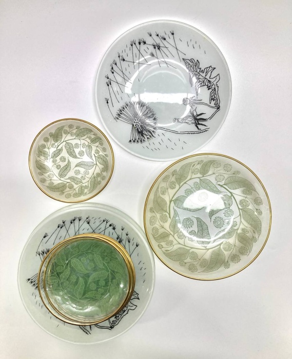 Блюдца стеклянные ботаника, 13 шт