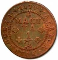 (№1762km11) Монета Ангола 1762 год frac12; Macuta