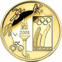 (01) Монета Бельгия 2008 год 25 евро "XXIX Летняя олимпиада Пекин 2008"  Золото Au 999  PROOF