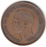 (1945) Монета Великобритания 1945 год 1 пенни "Георг VI"  Бронза  VF