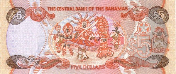  Банкнота Багамские острова 1995 год 5     UNC