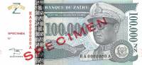 (,) Банкнота Заир 1996 год 100 000 новых заиров "Мобуту Сесе Секо"   UNC