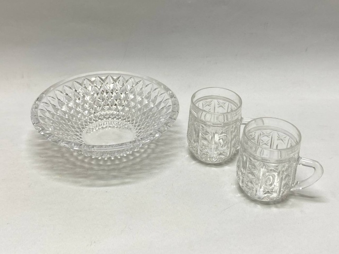 Салатник и 2 кружки хрусталь СССР