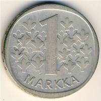 1965 Монета Финляндия 1965 год 1 марка  Серебро Ag 350  XF