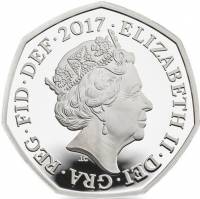 (№2017) Монета Великобритания 2017 год 50 Pence (Бенджамин Банни - Серебро)