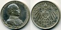 (1913) Монета Германия 1913 год 2 марки "Вильгельм II 25 лет коронации"  Серебро Ag 900  XF