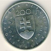 () Монета Словакия 1997 год 200  ""   Биметалл (Серебро - Ниобиум)  UNC