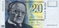 (1993) Банкнота Финляндия 1993 год 20 марок "Вяйнё Линна" Sorsa - Koivikko  UNC