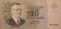 (1963 Litt A) Банкнота Финляндия 1963 год 10 марок  Simonen - Tornroth  UNC