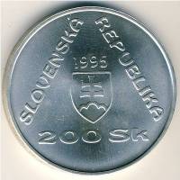 () Монета Словакия 1995 год 200  ""   Биметалл (Серебро - Ниобиум)  UNC
