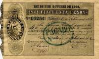 (№1860P-S222b) Банкнота Аргентина 1860 год "50 Pesos"