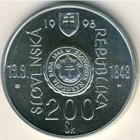 () Монета Словакия 1998 год 200  ""   Биметалл (Серебро - Ниобиум)  UNC