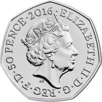(№2016) Монета Великобритания 2016 год 50 Pence (Белка Nutkin - Серебро)