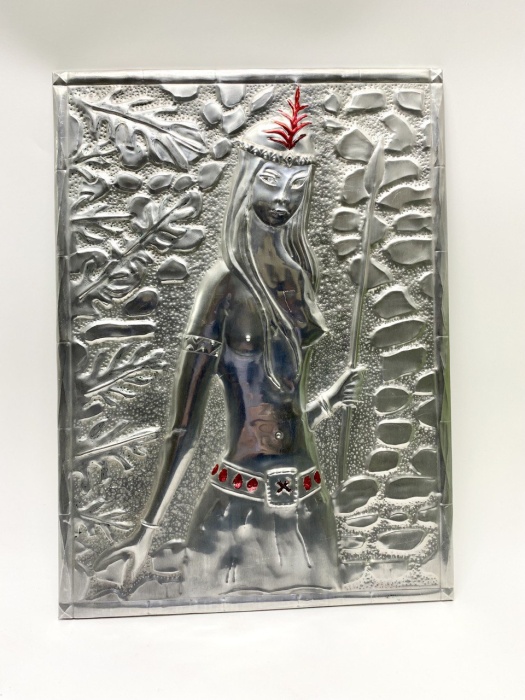 Панно настенное чеканка девушка 