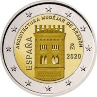 (018) Монета Испания 2020 год 2 евро "Памятники стиля мудехар в Арагоне"  Биметалл  UNC