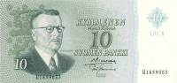 (1963 Litt A) Банкнота Финляндия 1963 год 10 марок  Simonen - Tammivouri  UNC
