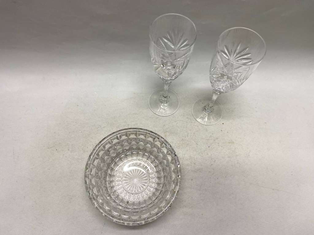 Салатник и 2 фужера хрусталь