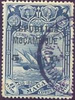 (№1913-133) Марка Мозамбик 1913 год "Флот Васко да Гамы на Словению штамп", Гашеная