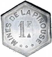 (№1920) Монета Франция 1920 год 1 Franc (Мин-де-ла-Pinouse)