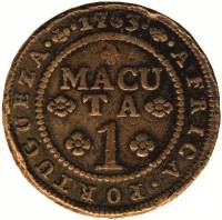 (№1762km12) Монета Ангола 1762 год 1 Macuta