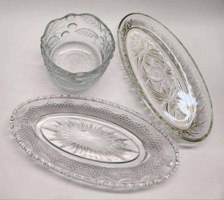 Селедочницы 2 шт и Конфетница стекло